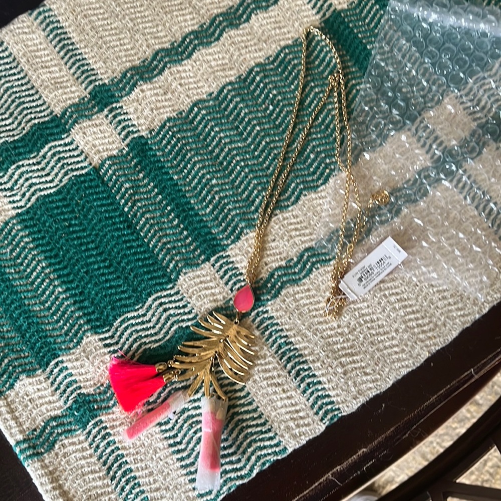 NWT long gold and hot pink tassel NKL